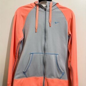 Nike Light Gray and Coral Hoodie